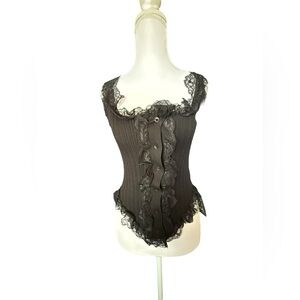 🖤 En Crème Lace Trim Corset-Style Top – NWT | Size Large
